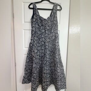 Joie Navy and White Geometric Strapless Dress